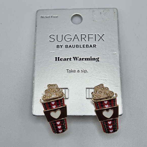 sugarfix Jewelry - NEW SugarFix by BaubleBar Heart Warming Hot Chocolate Enamel Statement Earrings